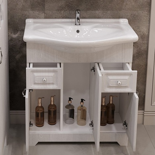 Stella Polare Тумба под раковину Кармела 75 люкс белое серебро – картинка-3